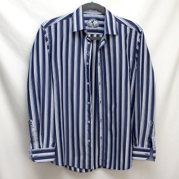 Bugatchi Shaped Fit Mens L 100% Cotton Long Sleeved Shirt Contrasting Cuffs - Picture 5 of 5